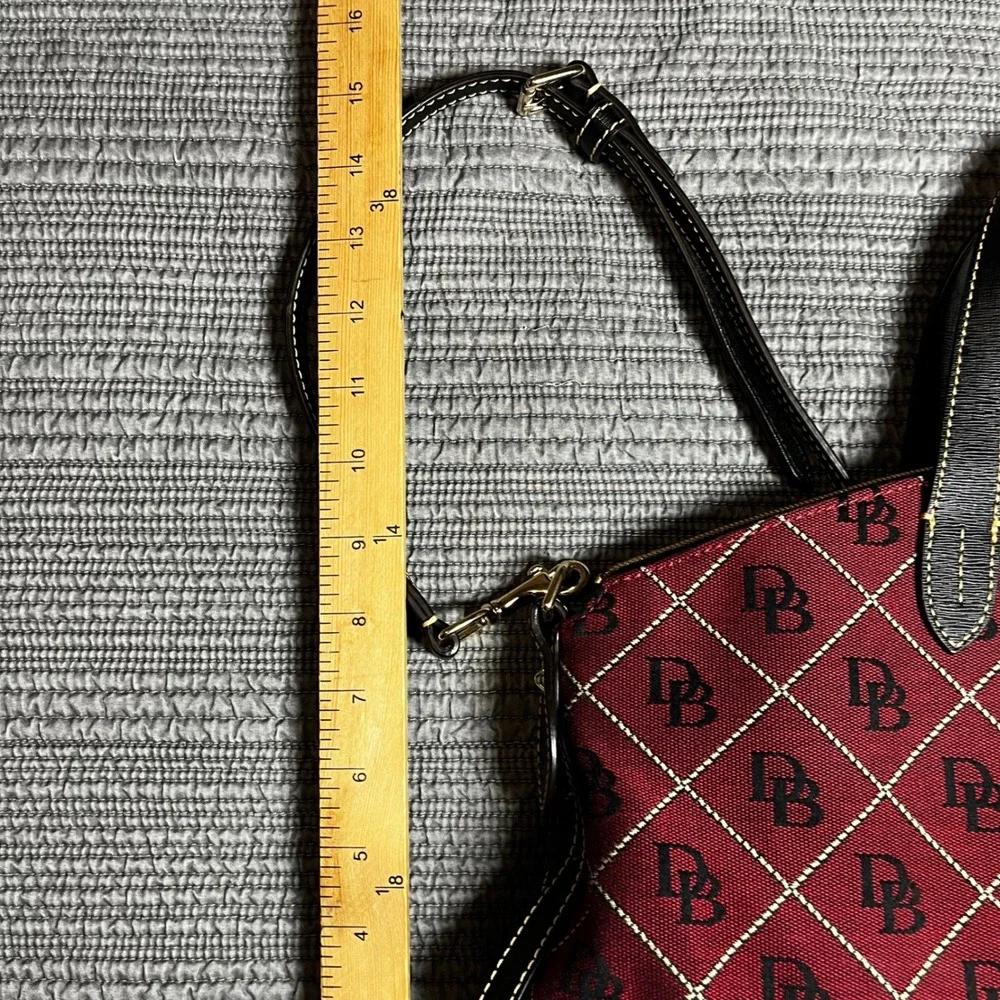 Dooney & Bourke Signature Monogram Satchel & Wallet Set Burgundy Black Crossbody